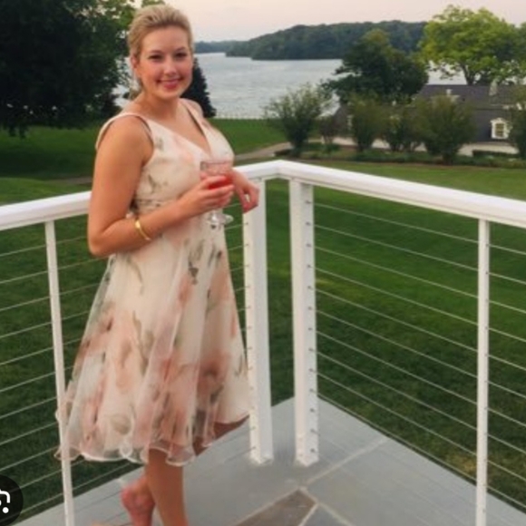 Jenny Yoo Sabrina Tea Length Floral Organza Chiffon A-Line Midi Dress Wedding 4 - Picture 2 of 16